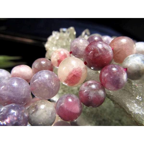 激安宣言 約6mm珠 トルマリン&amp;レピドライトシリカ 一連 約37-39cm トルマリン&amp;レピドライ...