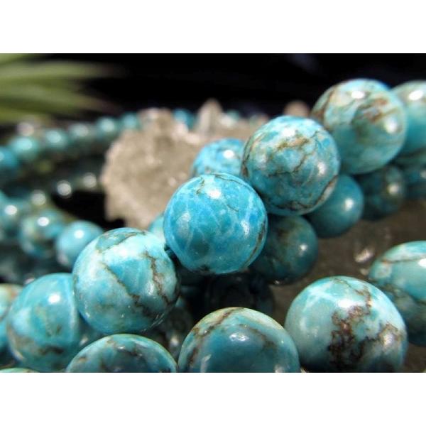 激安宣言 約10mm珠 アフリカンターコイズ 一連 約36-38cm 天然染色 油絵のような美しい模...
