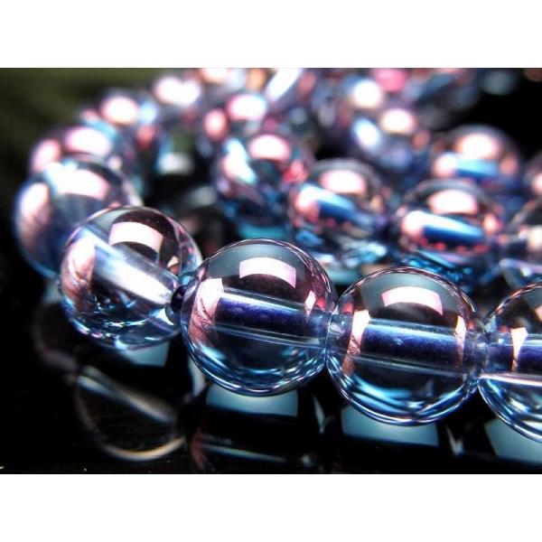 約6mm-6.5mm パープルオーラ 一連 約38-40cm 自然と科学の融合石 天然水晶使用 ブラ...