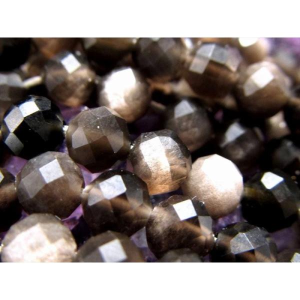 激安宣言 小サイズビーズ 約4.5mm前後 シルバー オブシディアン キラキラ多面カット 一連 約3...