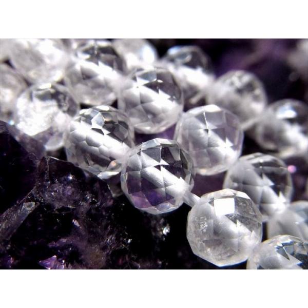 激安宣言 小サイズビーズ 約3mm前後 天然水晶 クリスタル キラキラ多面カット 一連 約37-39...