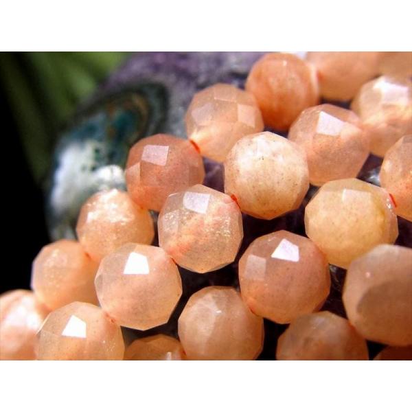 激安宣言 小サイズビーズ 約4mm前後 オレンジムーンストーン キラキラ多面カット 一連 約37-3...