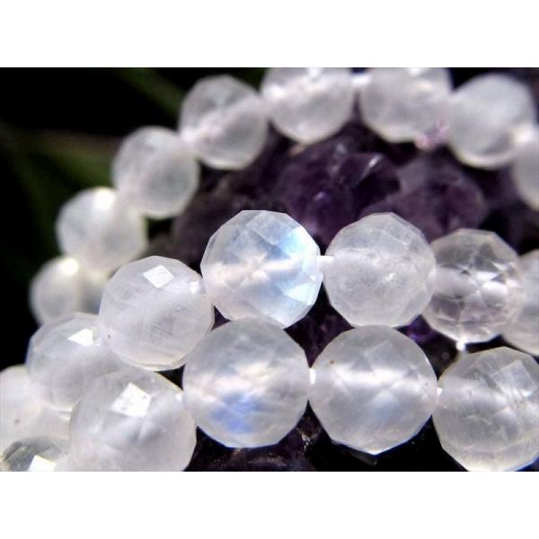 激安宣言 小サイズビーズ 約4.5mm前後 ブルームーンストーン キラキラ多面カット 一連 約37-...