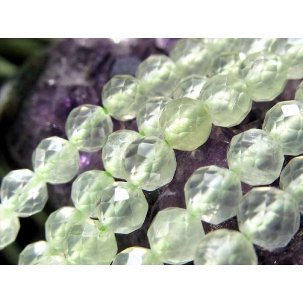 激安宣言 小サイズビーズ 約4mm-4.5mm前後 プレナイト キラキラ多面カット 一連 約37-3...