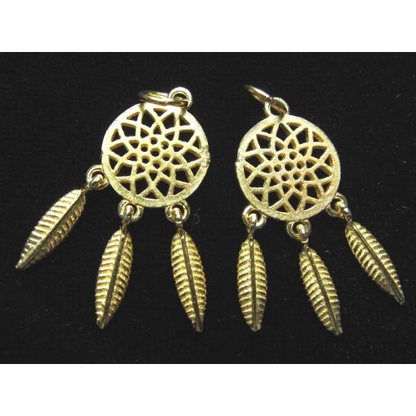 ドリームキャッチャーパーツ チャーム ゴールドカラータイプ 縦26mm 丸カンの外径6mm Silv...