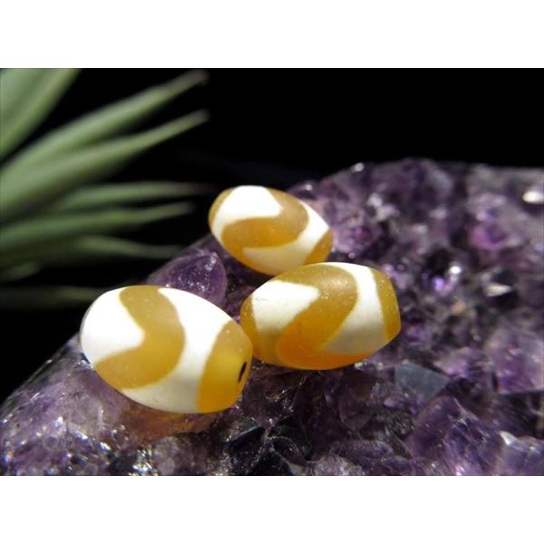 珍しいビタミンカラー 虎牙天珠 こがてんじゅ 最大長さ約11.5mm-12mm 1個売り 少量限定入...