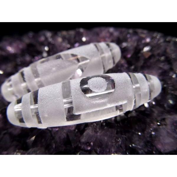 水晶天珠 一眼山形天珠 いちがんやまがたてんじゅ 最大長さ約37mm前後 1個売り 大願成就・福運招...