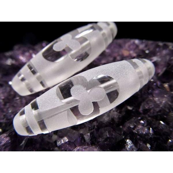 水晶天珠 菩提天珠(ぼだいてんじゅ) 最大長さ約35mm-37mm 1個売り 迷い払拭・悩み解消・人...