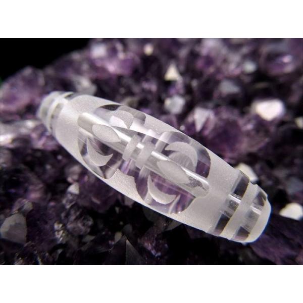 ミニ水晶天珠 ヴァジュラ 金剛杵 天珠 こんごうしょてんじゅ 最大長さ約28mm-30mm 1個売り...