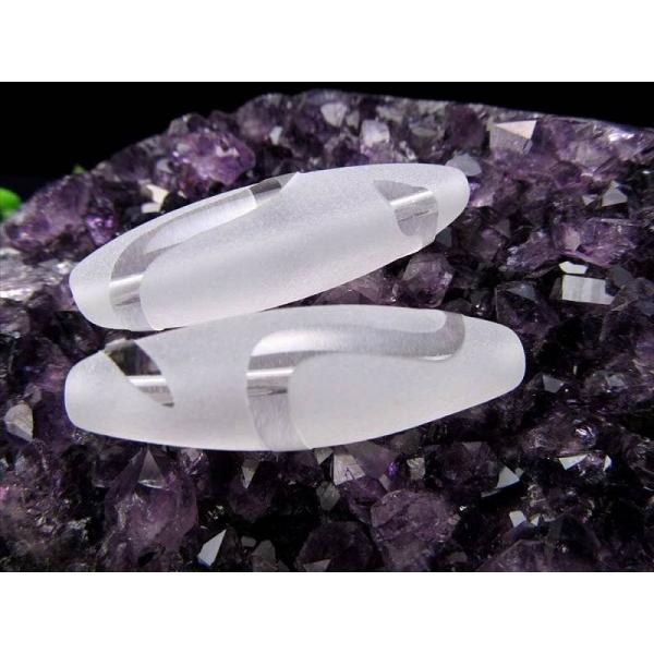 ミニ水晶天珠 白蛇天珠 しろへびてんじゅ 最大長さ約28mm前後 1個売り 開運・幸運・商売繁盛・蓄...