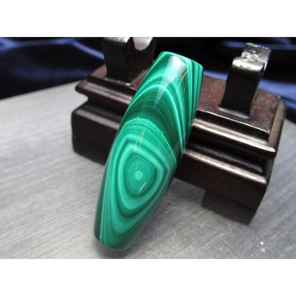 希少 天珠型 天眼マラカイト 大サイズ 長さ約40.1mm 1個売り 天珠型ビーズ 極上グリーン 邪...