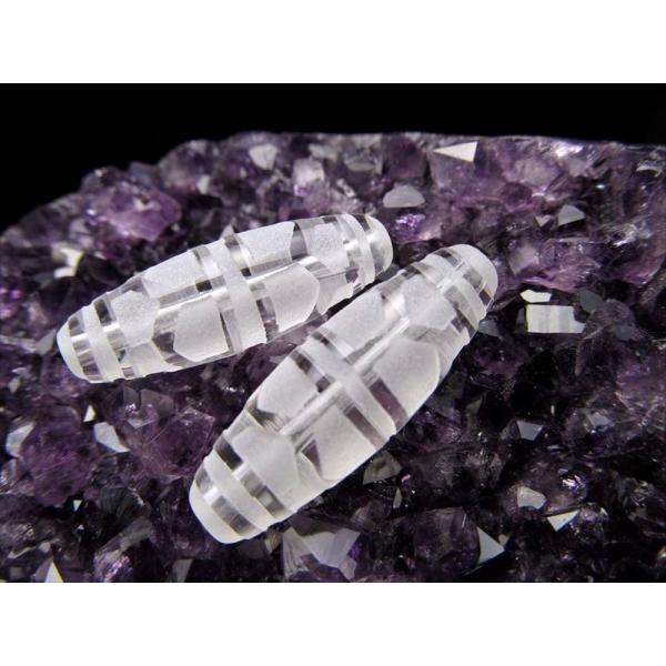 ミニサイズ水晶天珠 亀甲長寿天珠 きっこうちょうじゅてんじゅ 最大長さ約28mm前後 1個売り 長命...