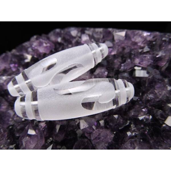 水晶天珠 如意鈎天珠 にょいこうてんじゅ 最大長さ約36mm前後 1個売り 仕事運向上・勝負運強化・...