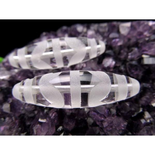 水晶天珠 四線虎牙天珠（しせんこがてんじゅ） 最大長さ約37mm-38mm 1個売り ギャンブル必勝...