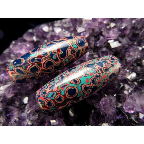 大漆螺鈿 らでん 天珠型ビーズ タイプC 長さ約33mm 1個売り 無形文化遺産登録 中国伝統工芸品...