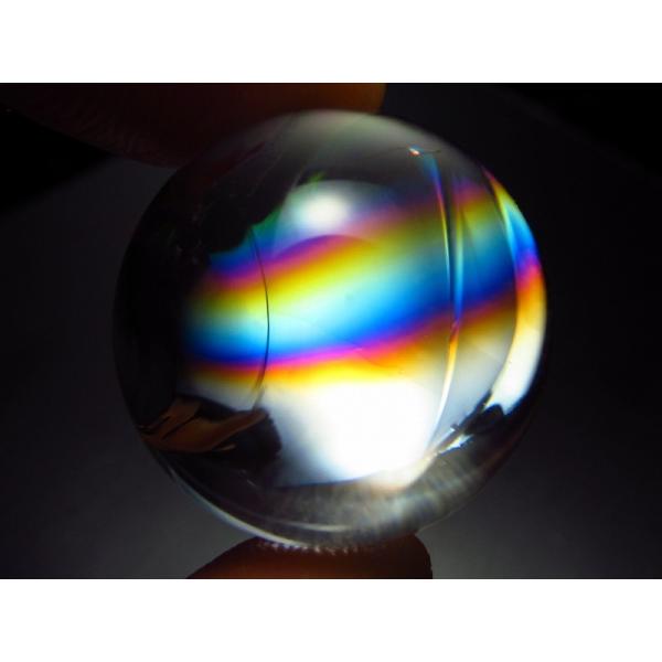 最高級 5A レインボー水晶 タンブル 携帯用ポーチ付き 幅21mm 重さ11g 虹入り水晶 天然虹...