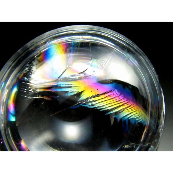 最高級 5A レインボー水晶 タンブル 携帯用ポーチ付き 幅24mm 重さ15.1g ぷっくりタンブ...
