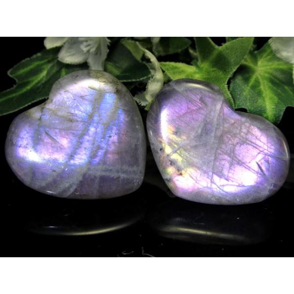 パープルシラー有り ラブラドライト ハート型 タンブル 重さ 約5g-10g 1個売り パープルシラ...