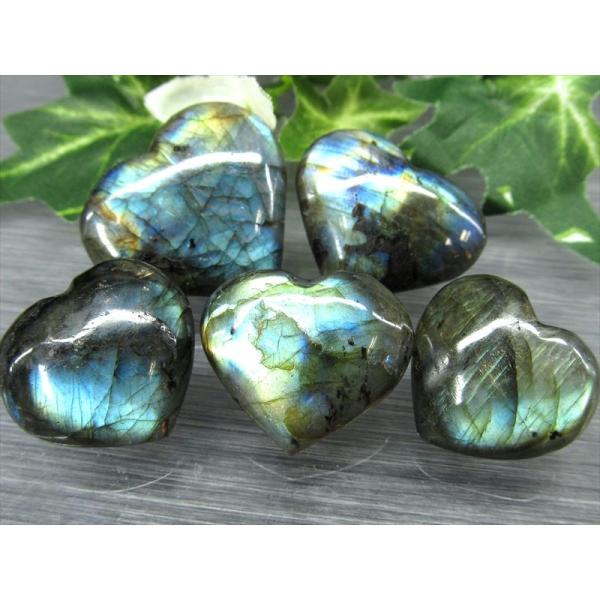 3A ラブラドライト ハート型 タンブル 5個セット 一袋約50g前後 ブルーシラー レインボーシラ...
