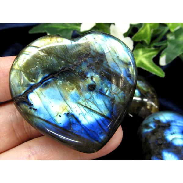3A ラブラドライト ハート型 タンブル 1個売り 重さ 約15g-20g ブルーシラー レインボー...