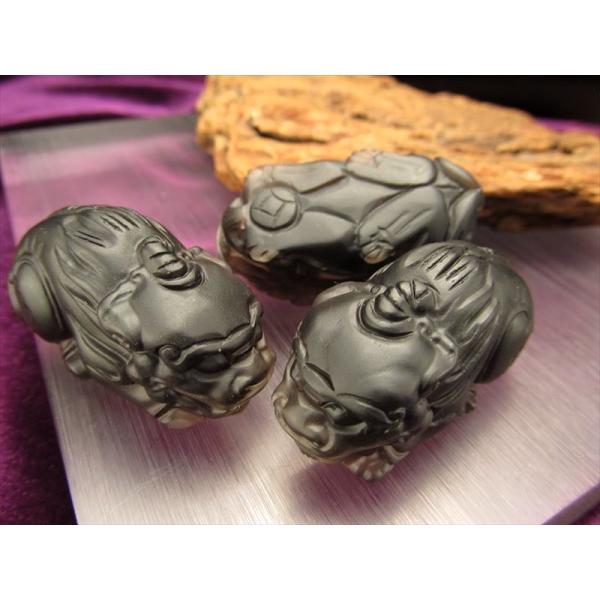 激安宣言 貔貅 ヒキュウ 透明オブシディアン 黒曜石 タイプA フロストタイプ 縦約42mm メキシ...