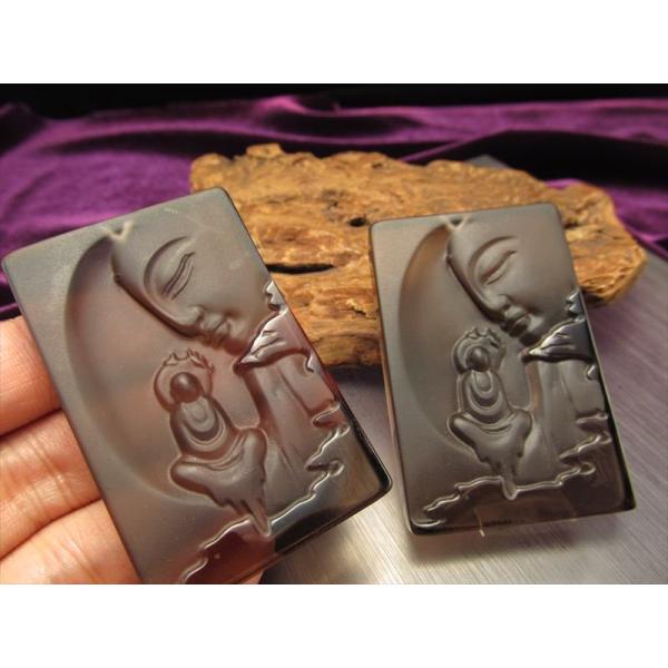 激安宣言 透明オブシディアン 黒曜石 仏の御尊顔彫り カービングプレート タイプE フロストタイプ ...