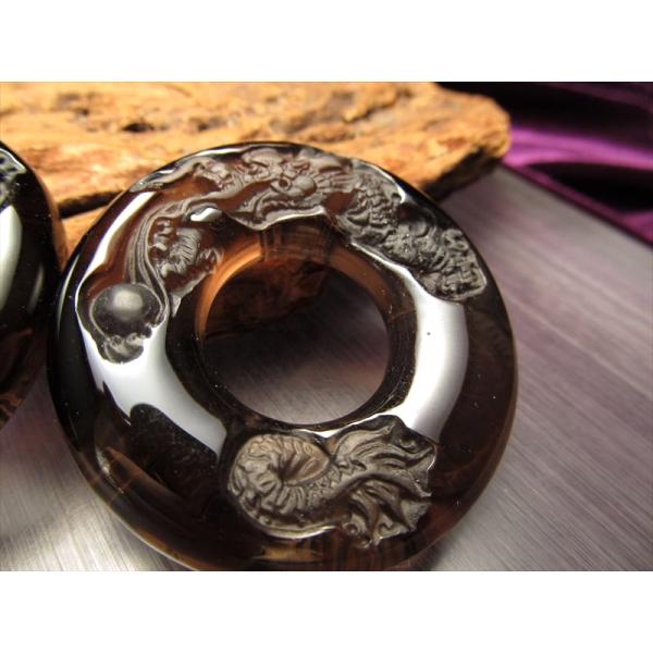 激安宣言 透明オブシディアン 黒曜石 龍彫り リングプレート フロストタイプ 縦約47mm メキシコ...