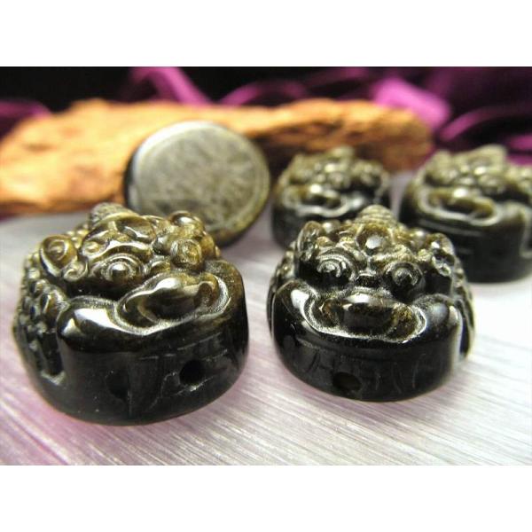 激安宣言 ゴールデンシャインオブシディアン(黒曜石) ぷっくり貔貅(ヒキュウ)タンブル Sサイズ 縦...