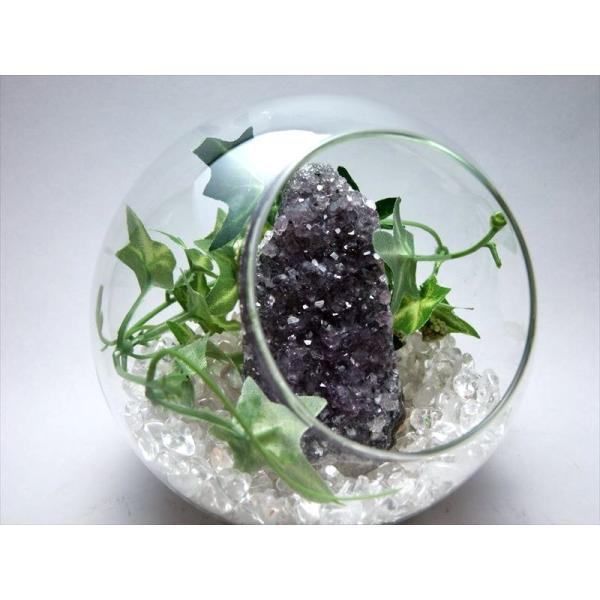 天然石 ボトリウム 5点セット アメジストクラスター+水晶さざれ300g+斜め口ガラスボトル+竹コー...