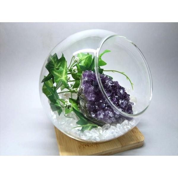 天然石 ボトリウム 5点セット 平置き アメジストクラスター+水晶さざれ300g+斜め口ガラスボトル...