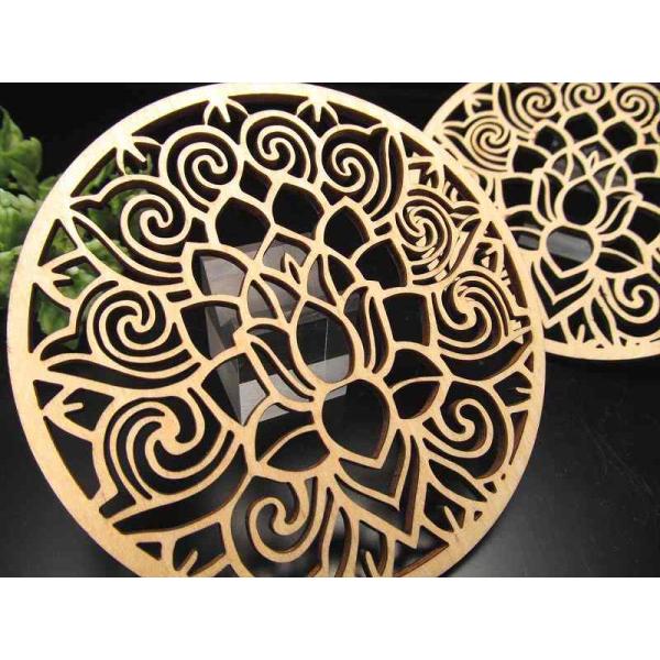 1個売り デザインウッド 木製 コースター 直径約10cm 小物置きやインテリアにも Lタイプ パワ...