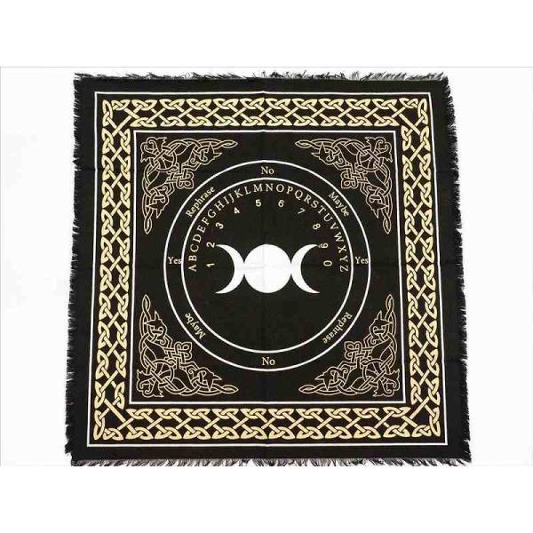 トリプルムーンデザイン ダウジングチャートプリント ペンデュラムマット サイズ約64cm×約64cm...