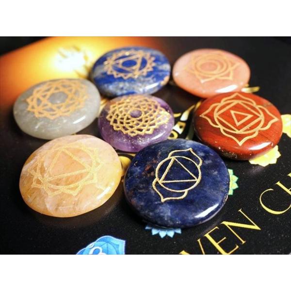 7種のヤントラ刻印&amp;7色チャクラタンブル タイプP シックな瞑想アーサナプリントデザインケース 7チ...