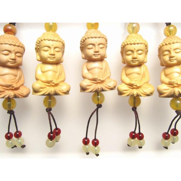 木彫り ミニ大仏くん ストラップ 手彫り 坐像 ざぞう 阿弥陀如来像 風水やインテリアに パワースト...