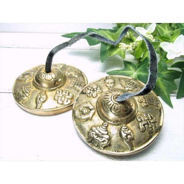神聖な音色 動画あり チベット密教 ティンシャ 八吉祥 八つの幸運のシンボル 直径約60mm-65m...
