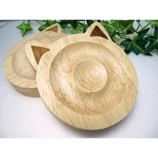 キュートな猫デザイン 木製ディスプレイ台座 最大幅約10cm 天然石のディスプレイに 天然石台座 ブ...