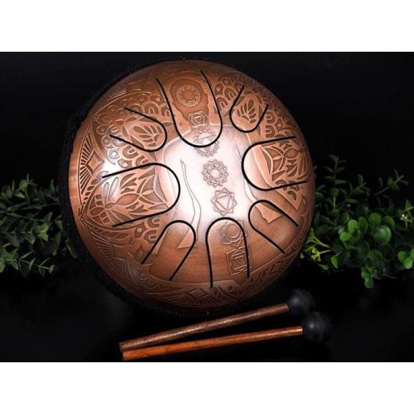 7種のヤントラ刻印 タングドラム(スリットドラム)チャクラタイプ 高さ約12.5cm 直径約21cm...