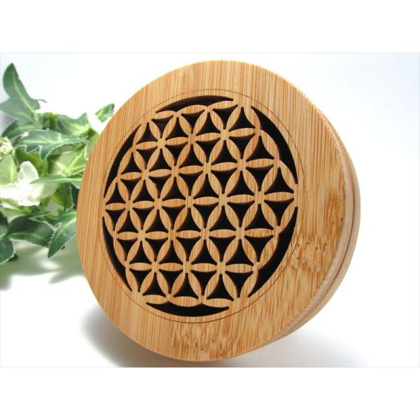 便利なマグネット付き フラワーオブライフ 神聖幾何学 サークル型デザインバンブー香炉 幅約9.5cm...