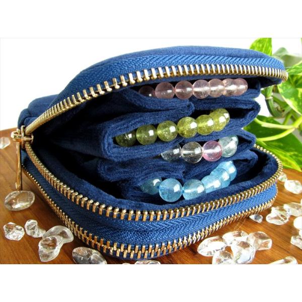 パワーストーンポーチ ダブルジップ ブレスレット専用旅ポーチ 小ポケット付き トラベルグッズ ジュエ...