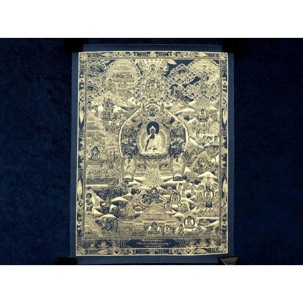 本物 曼荼羅 マンダラ サイズ約77×58cm 肉筆 手書きの精密画 曼陀羅 チベット仏教 パワース...