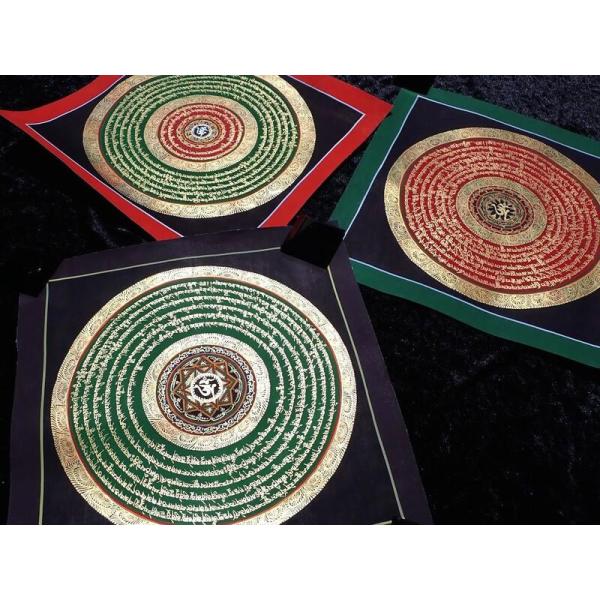 本物 曼荼羅 マンダラ サイズ約25×25cm 肉筆 手書きの精密画 曼陀羅 チベット仏教 パワース...