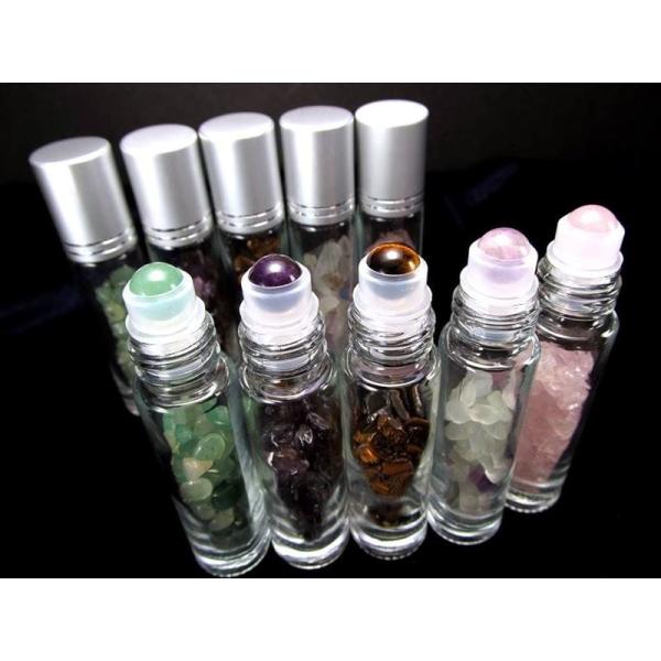 全5種類 アロマアトマイザー ロールオンタイプ 天然石さざれ付き 香りを長く新鮮に保つガラス製ボトル...