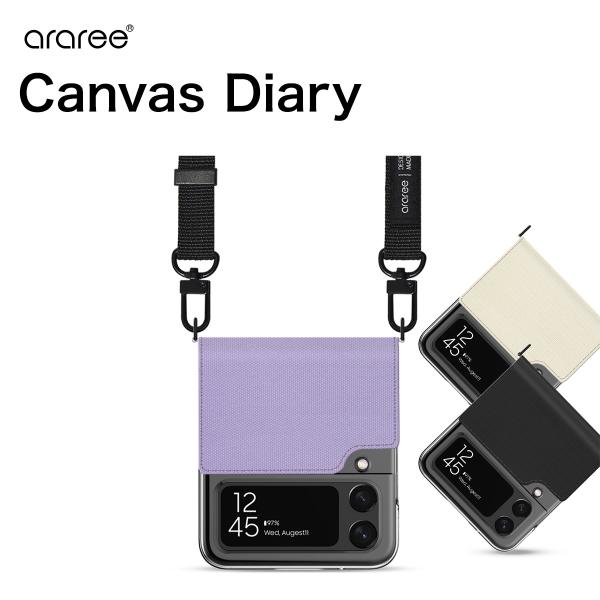 Galaxy Z Flip4 5G ケース 手帳型 カバー クロスボディ ショルダー ストラップ 付...