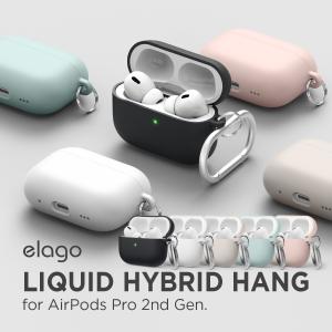 AirPods Pro2 ケース カラビナ 付き 耐衝撃 PC シリコン カバー  AirPodsPro2 エアーポッズプロ2 第二世代 MQD83J/A MTJV3J/A elago LIQUID HYBRID HANG｜comwap