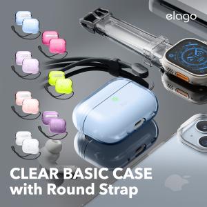 AirPods Pro2 ケース クリア ストラップ 付 耐衝撃 カバー  AirPodsPro2 エアポッズプロ2 第2世代 MQD83J/A MTJV3J/A elago CLEAR BASIC CASE with Round Strap｜comwap