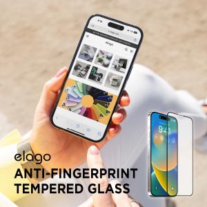 iPhone14 Pro Max ガラスフィルム アンチグレア 9H 強化 ガラス 指紋防止 撥油 飛散防止 Apple iPhone14ProMax 対応 elago ANTI-FINGERPRINT TEMPERED GLASS｜comwap