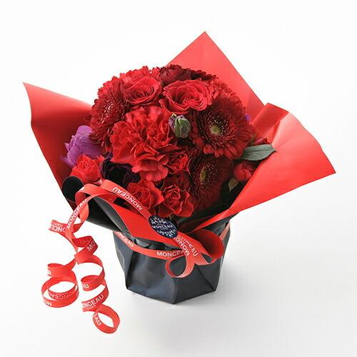 モンソーアレンジ シュシュ （レッド） お花 フラワーギフト プレゼント おしゃれ 御歳暮 お歳暮 ...