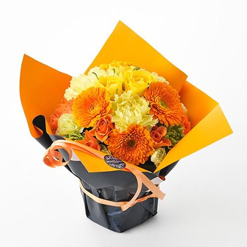 モンソーアレンジ シュシュ （オレンジ） お花 フラワーギフト プレゼント おしゃれ 冬ギフト