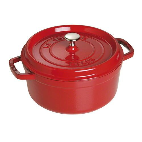 STAUB ストウブ ピコ ココット ラウンド 24cm チェリー お返し ホーロー 両手鍋 カラー...