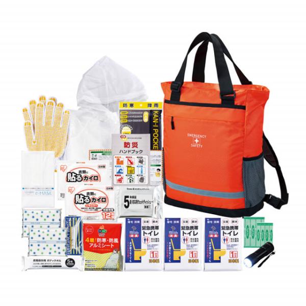 2WAYリュック防災セット[STR-80G] ライト ホイッスル ウェットティッシュ 軍手 カイロ ...